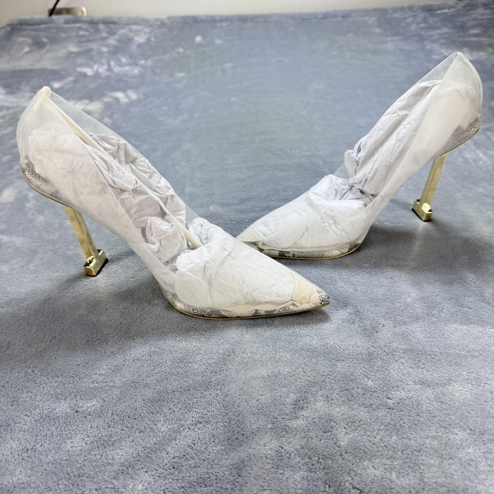 Jessica Rich Shoes Womens Size 7.5 8 Clear PVC Gold Heel Pumps Dress